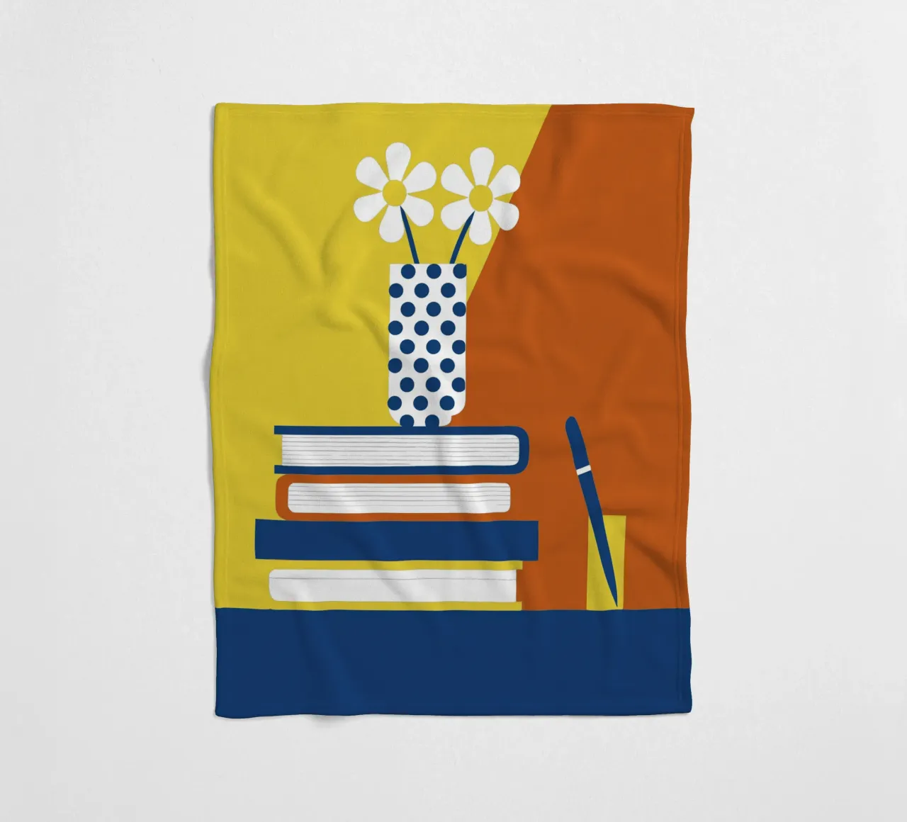 Books and Flower Vase fleece blanket by LOOK DIFFERENT