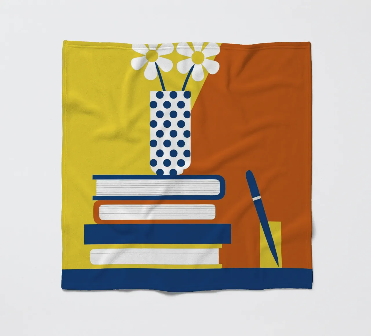 Books and Flower Vase fleece blanket by LOOK DIFFERENT