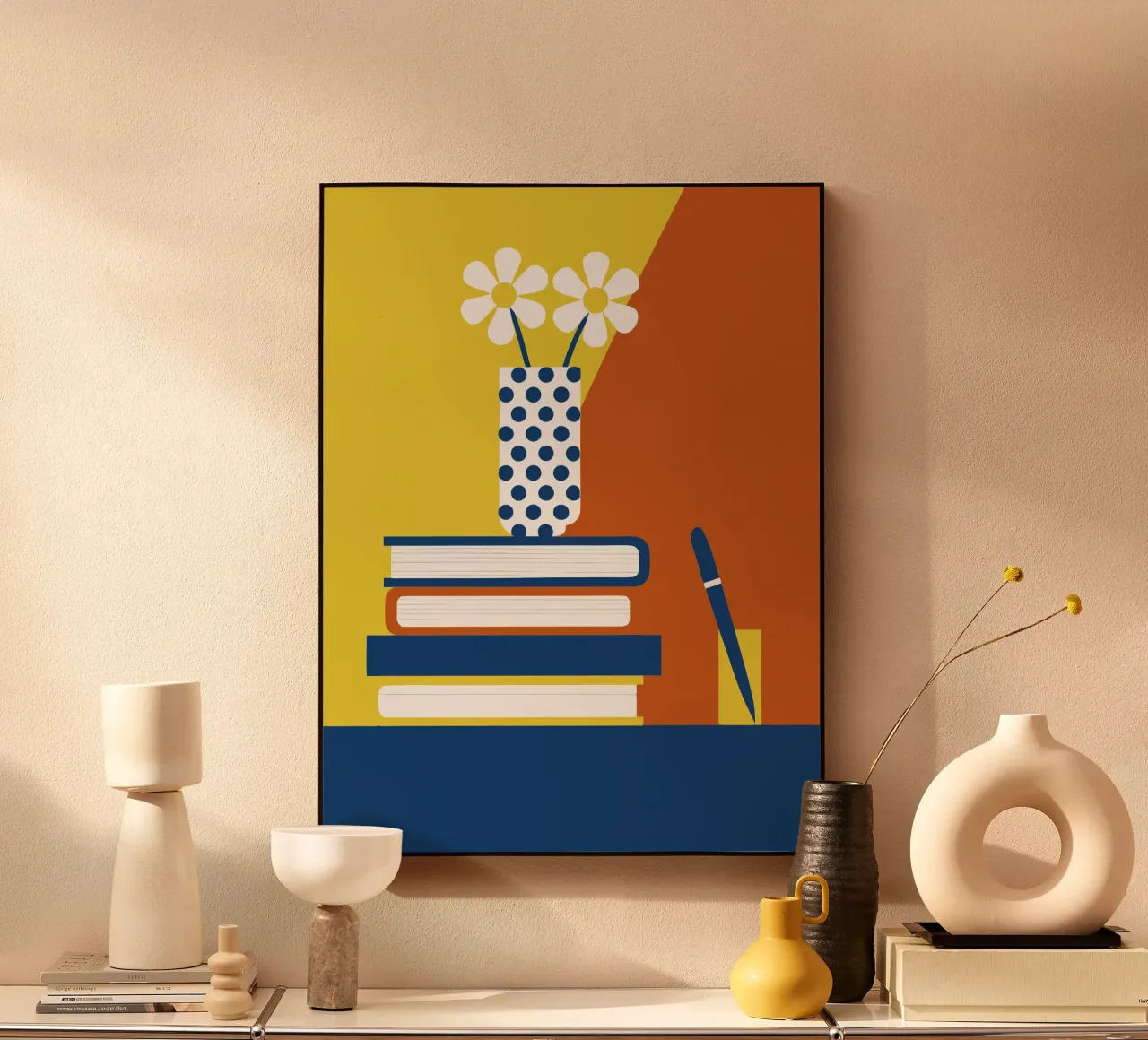 Books and Flower Vase alu-dibond by LOOK DIFFERENT