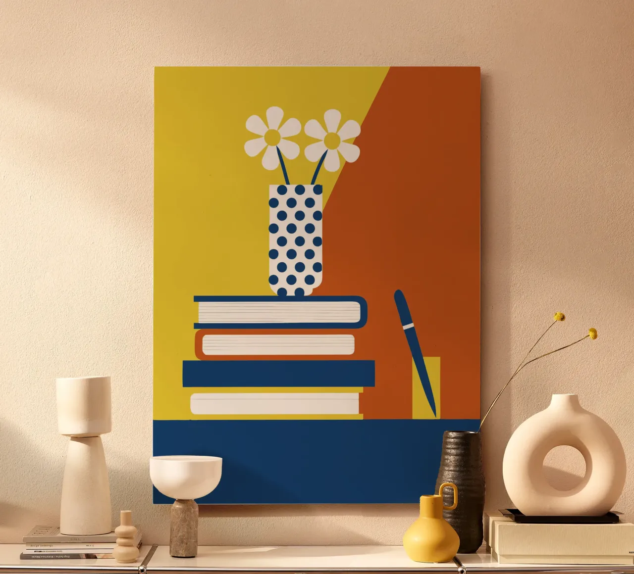 Books and Flower Vase alu-dibond by LOOK DIFFERENT