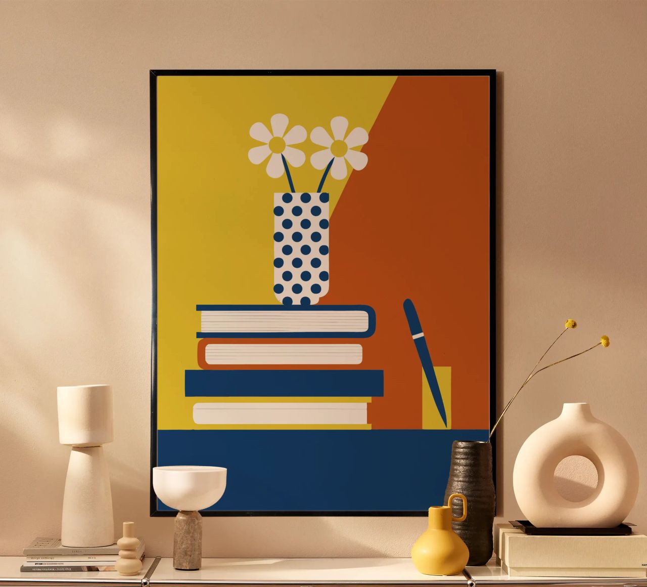 Livres et vase à fleurs poster de LOOK DIFFERENT