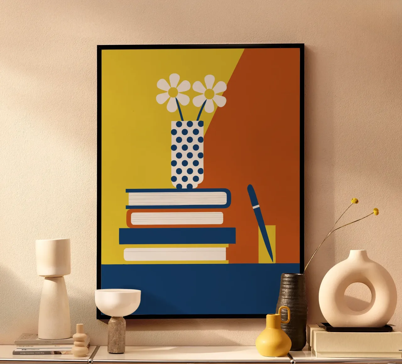 Books and Flower Vase poster by LOOK DIFFERENT