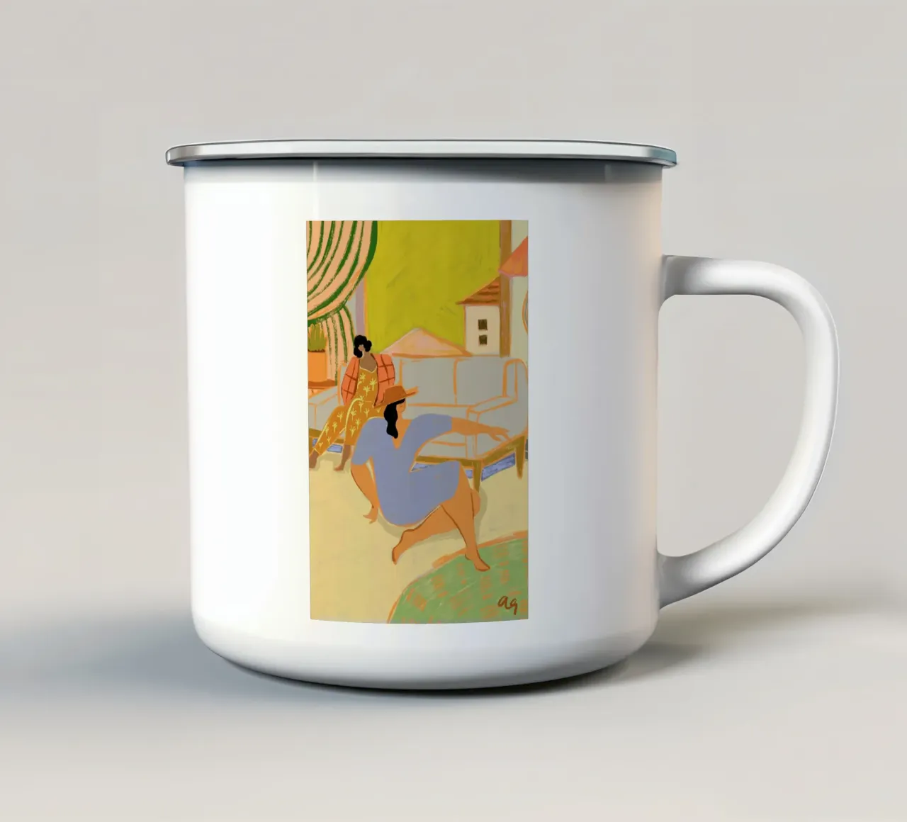 A Day at Home taza de esmalte de Arty Guava