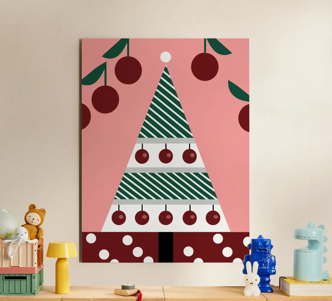 Albero di Natale e ciliegie alluminio dibond da LOOK DIFFERENT