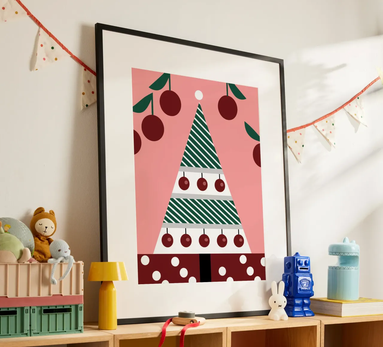 Albero di Natale e ciliegie carta hahnemühle da LOOK DIFFERENT