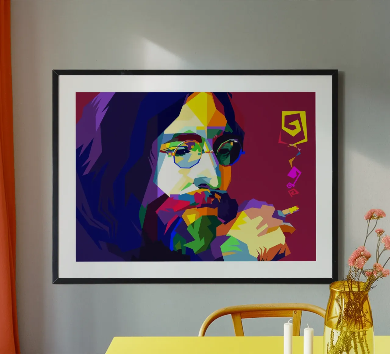 John Lennon Rock Star WPAP Trending Now poster con telaio in alluminio da Artkreator