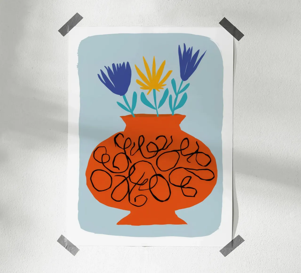 Tangerine Floral Doodle hahnemühle by Terra Tone