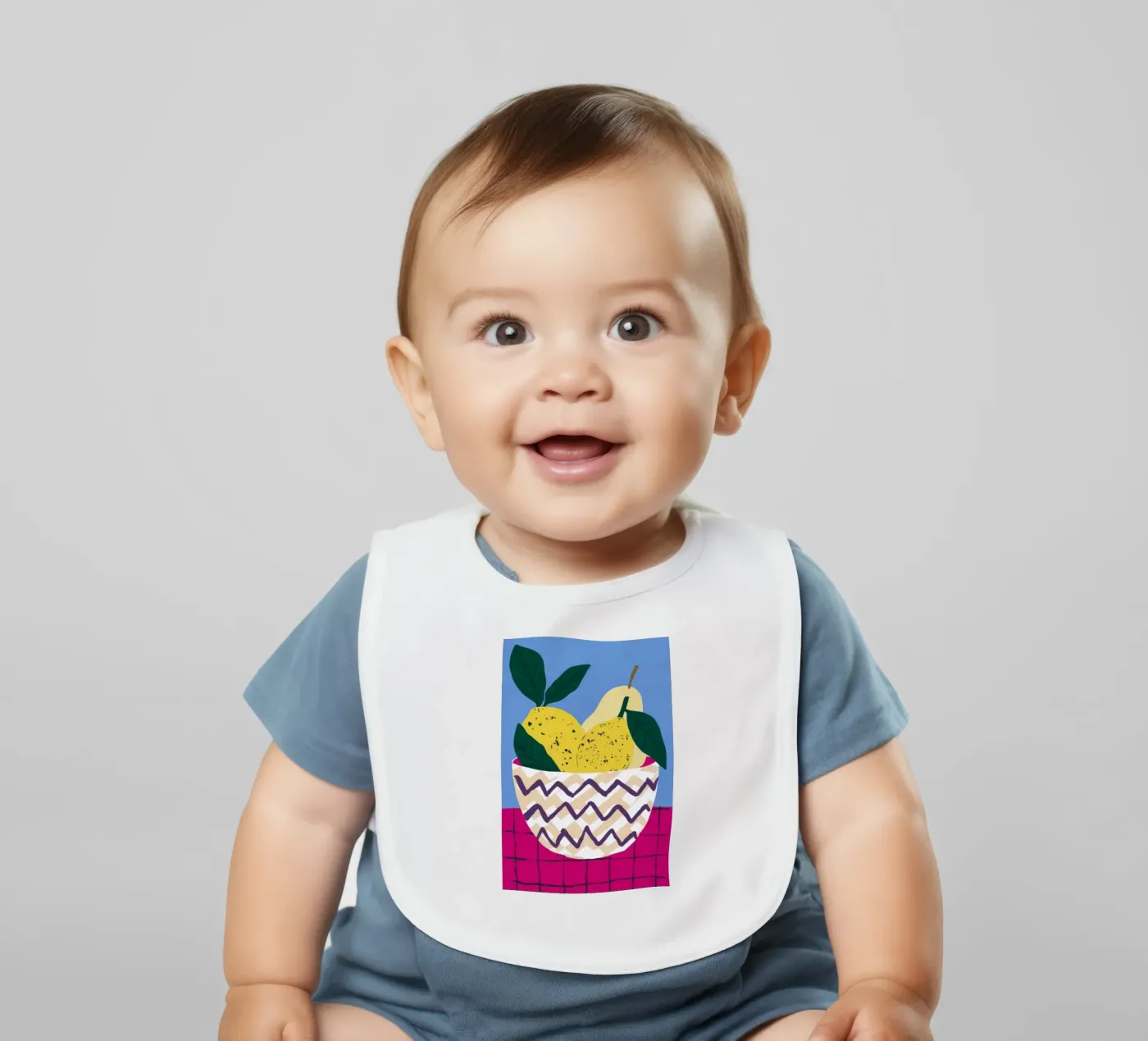 Zigzag Pear Harmony baby slabbetje van Terra Tone