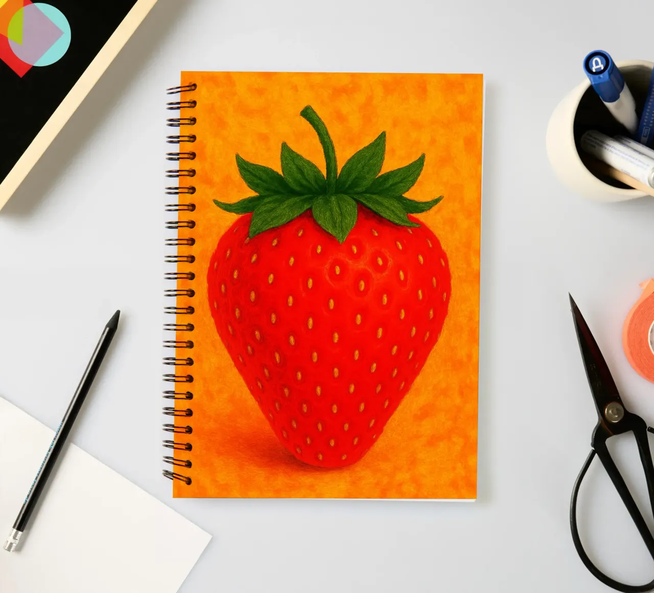 strawberry abstract imagination full color spiral notebook by ameera