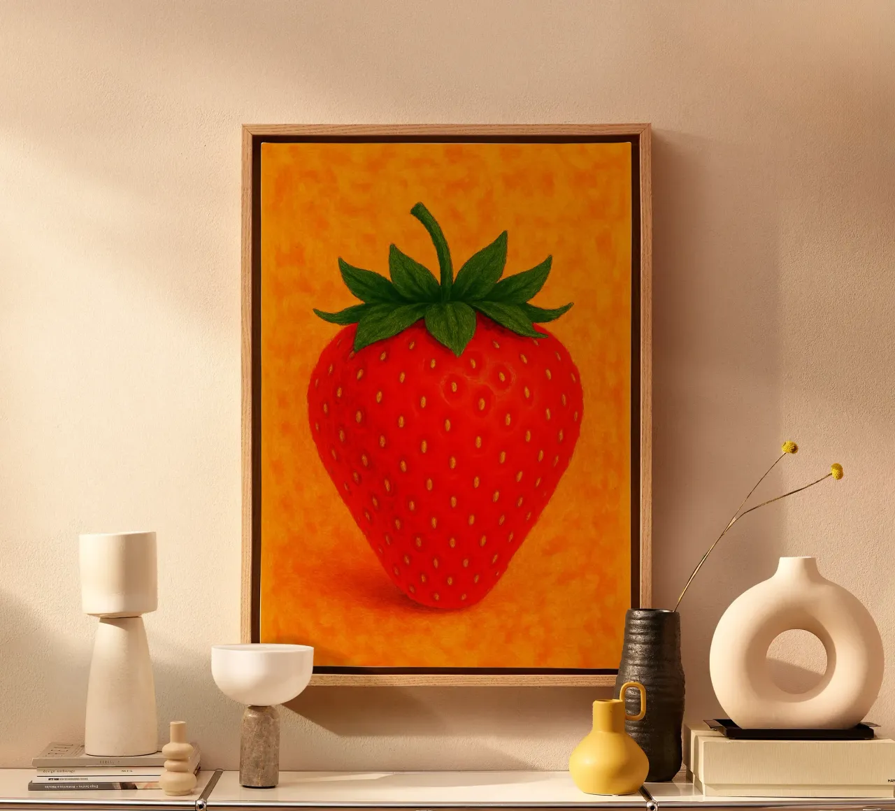 strawberry abstract imagination full color canvas by ameera