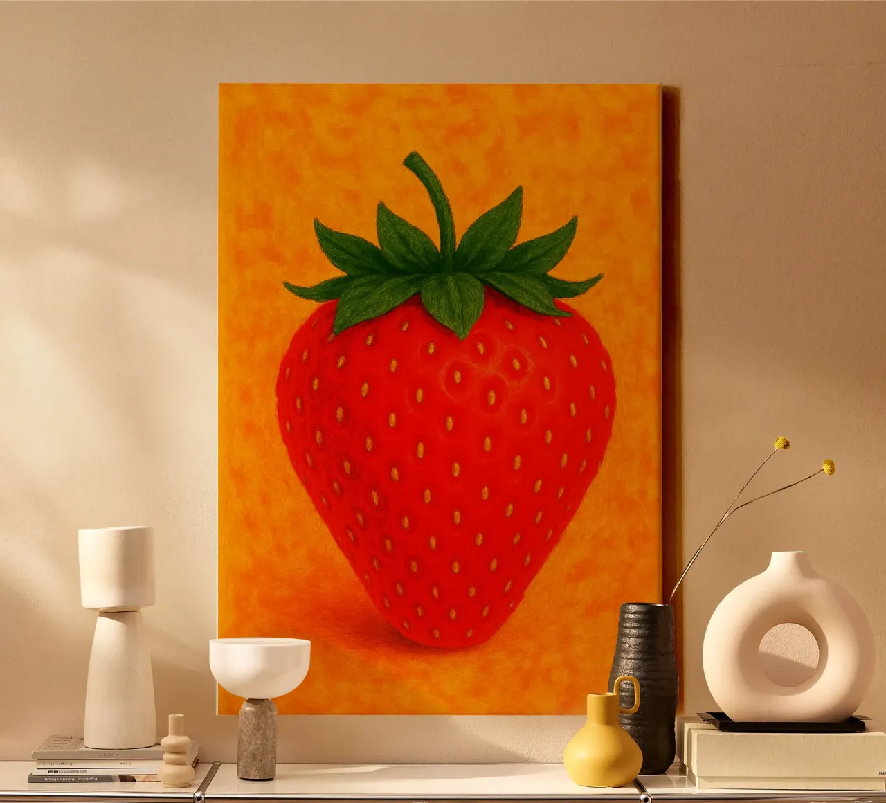 strawberry abstract imagination full color canvas by ameera