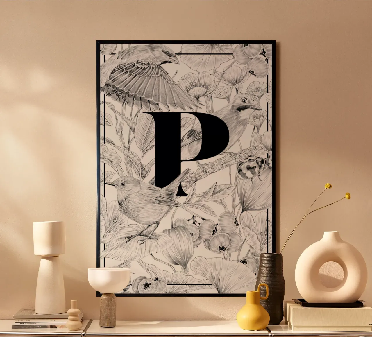 Floral Alphabet P carta hahnemühle da Faunesque