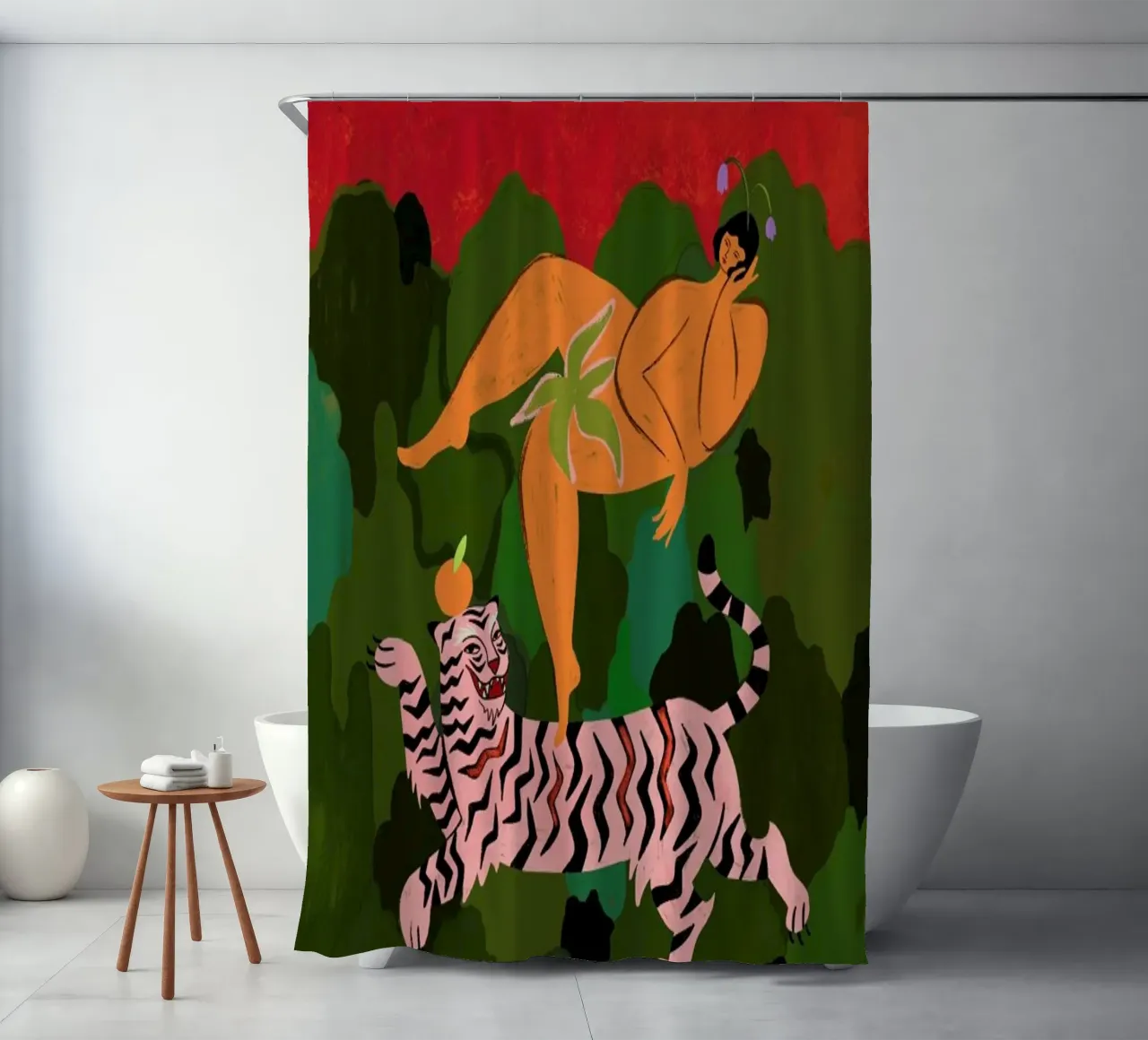 Fierce as a Tiger shower curtain by Arty Guava