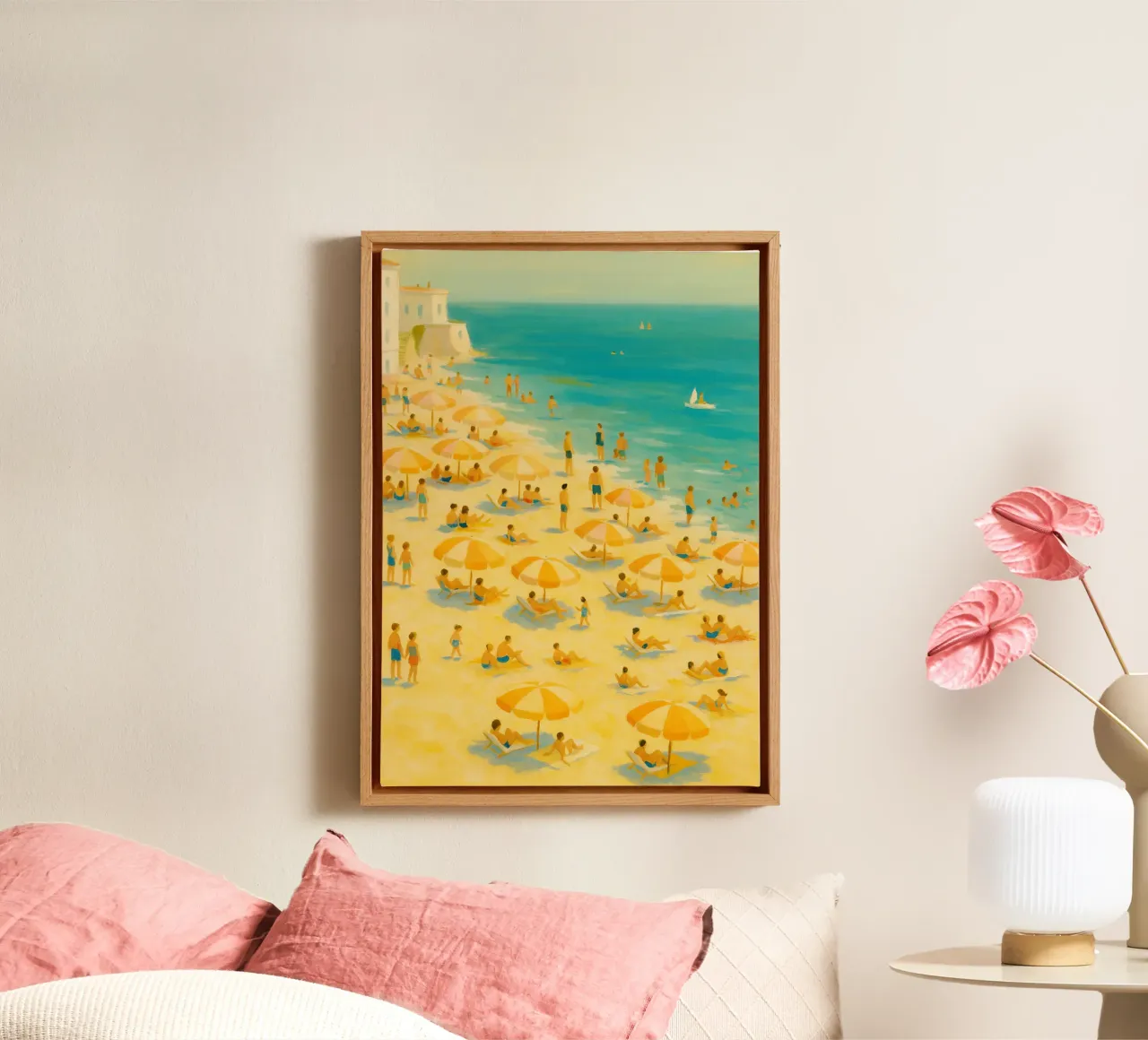 strand abstracte tekening ilustratie canvas met Baklijst van danine