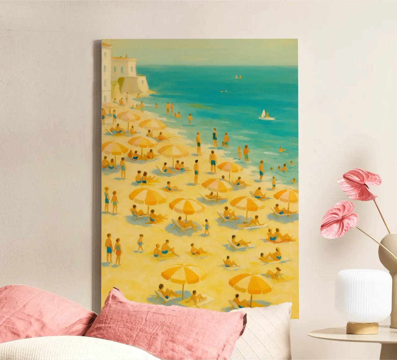 strand abstracte tekening ilustratie canvas met Baklijst van danine