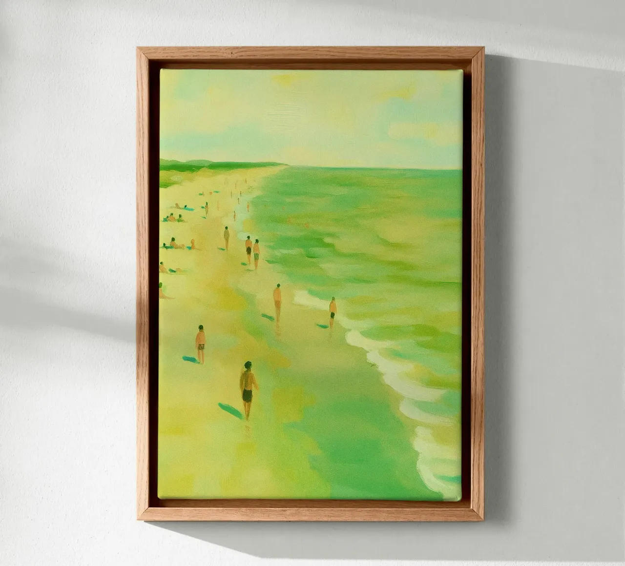 beach situation abstract drawing ilustration canvas with Floater frame by danine