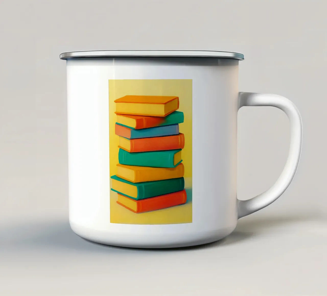 libri disegno astratto ilustrazione tazza in smalto da danine