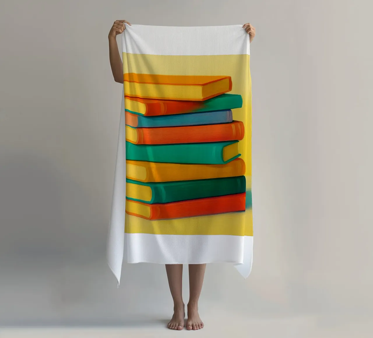 books abstract drawing ilustration beach towel by danine