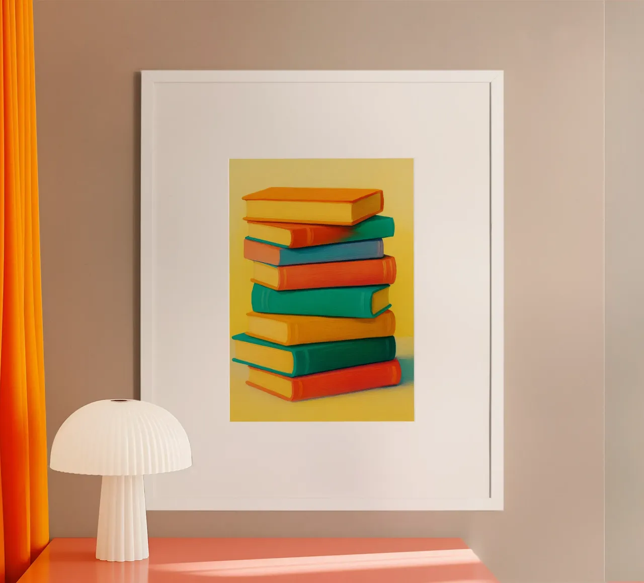 libri disegno astratto ilustrazione poster con telaio in legno da danine