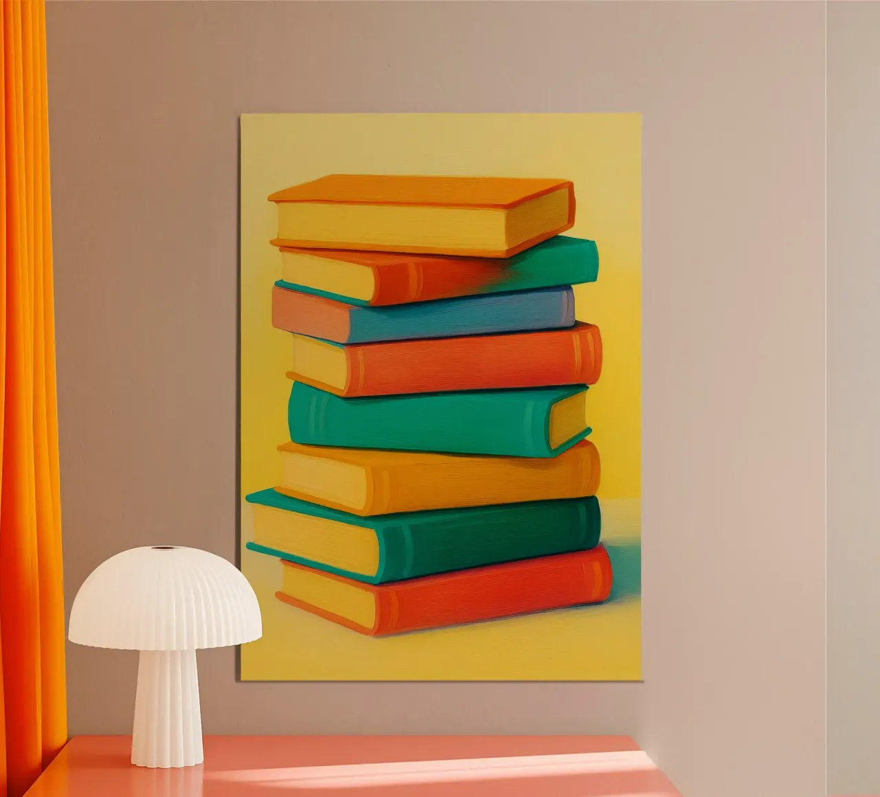 libri disegno astratto ilustrazione poster con telaio in legno da danine