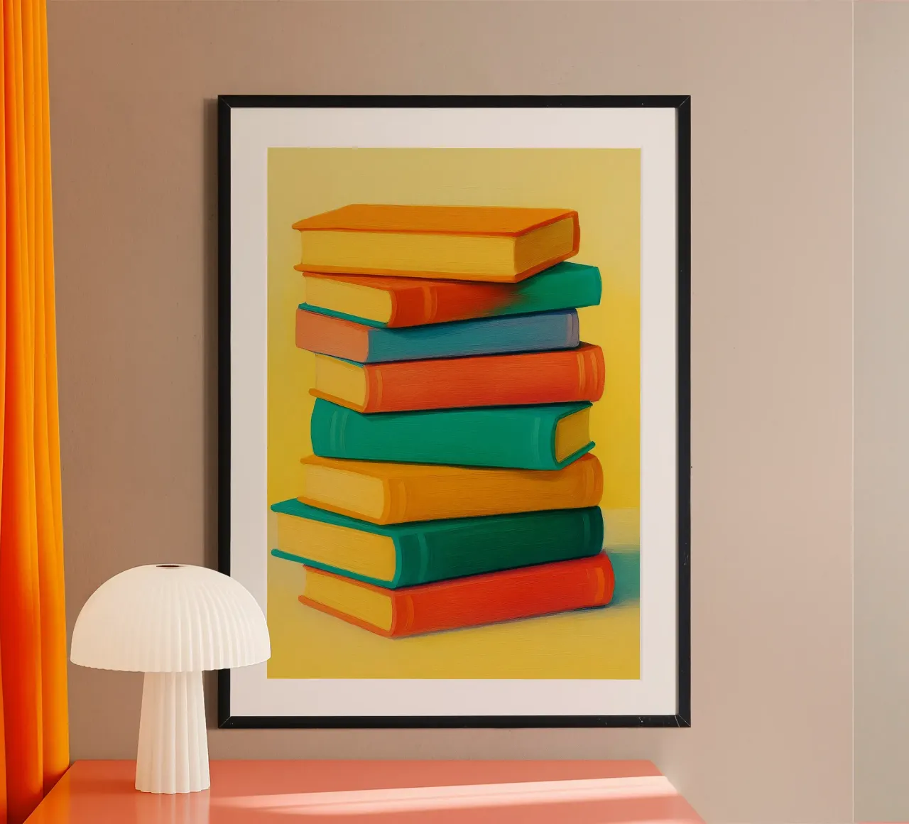 libri disegno astratto ilustrazione poster con telaio in legno da danine