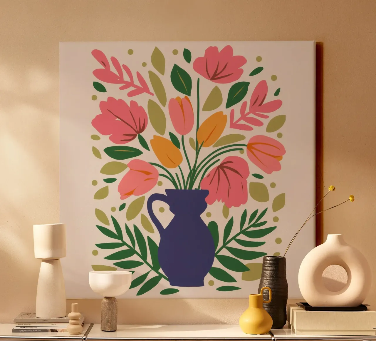 Cobalt Bloom profusion canvas by Terra Tone