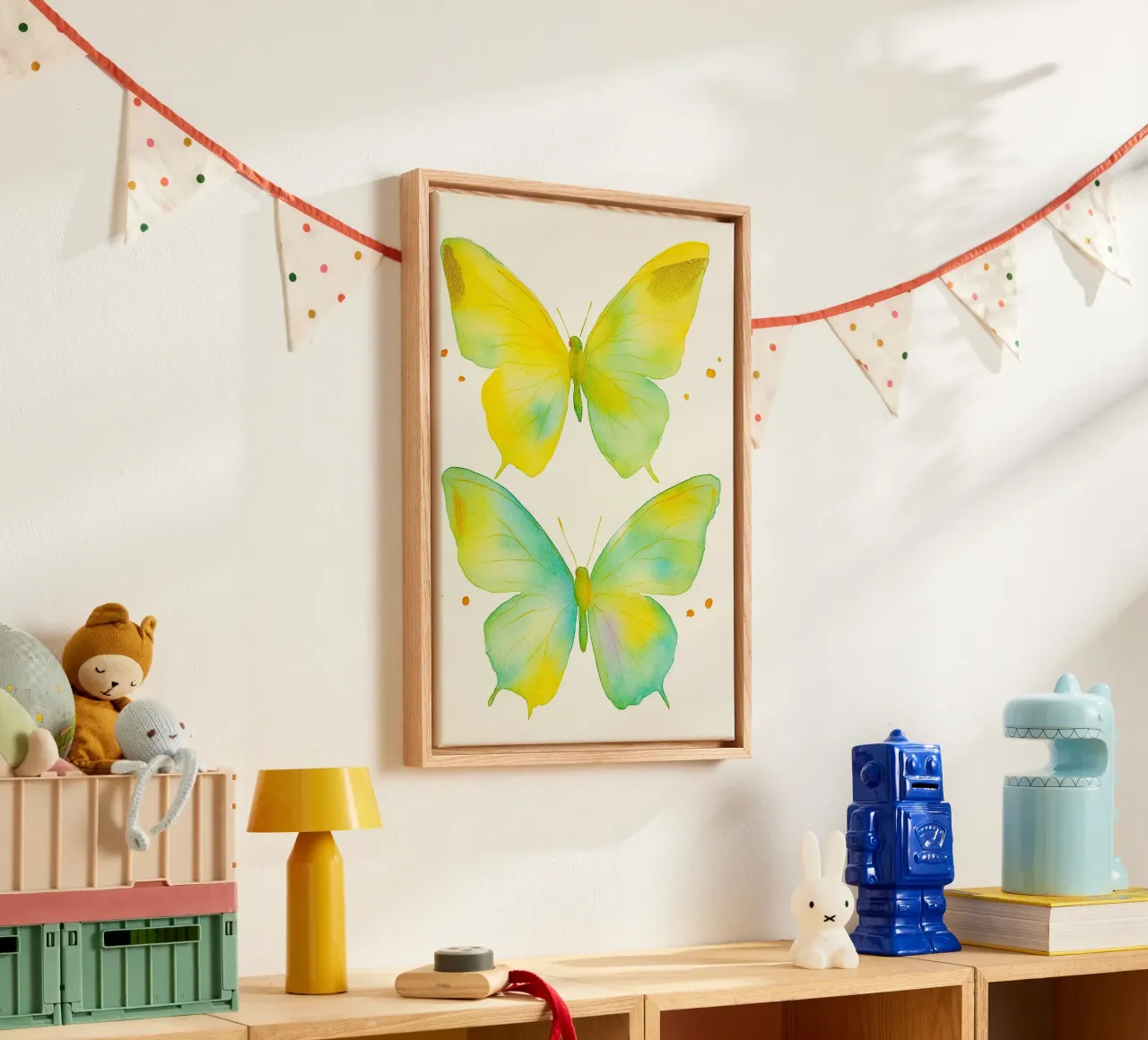 vlinder abstracte tekening ilustratie canvas met Baklijst van danine