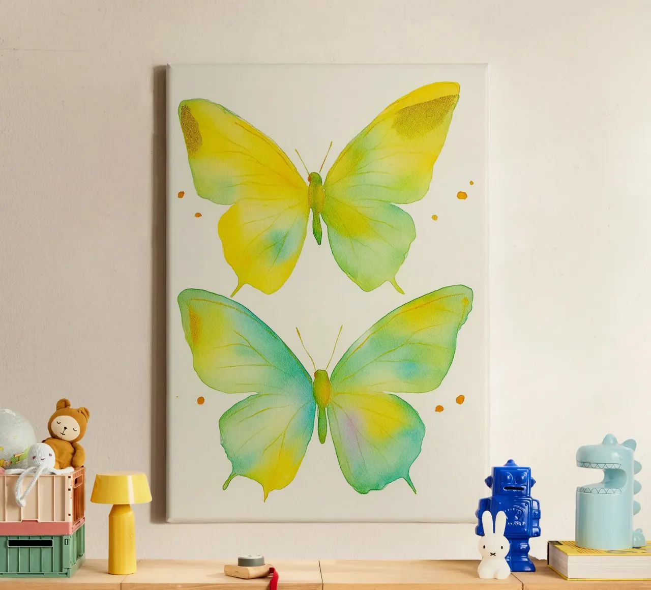 vlinder abstracte tekening ilustratie canvas met Baklijst van danine