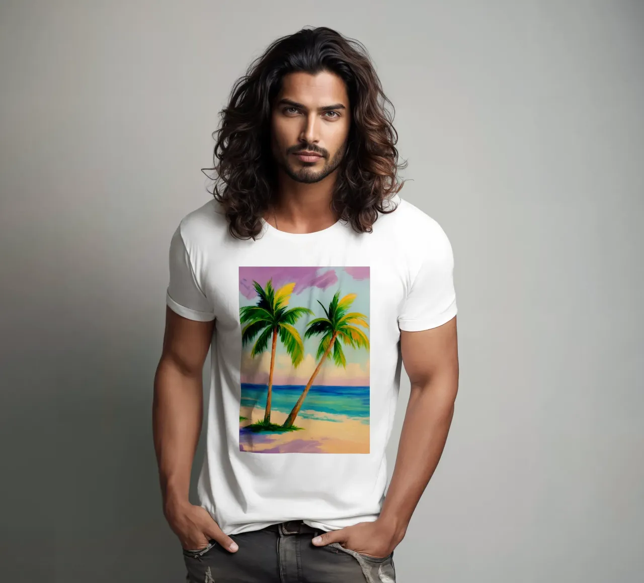 alberi di cocco disegno astratto ilustrazione t-shirt da danine