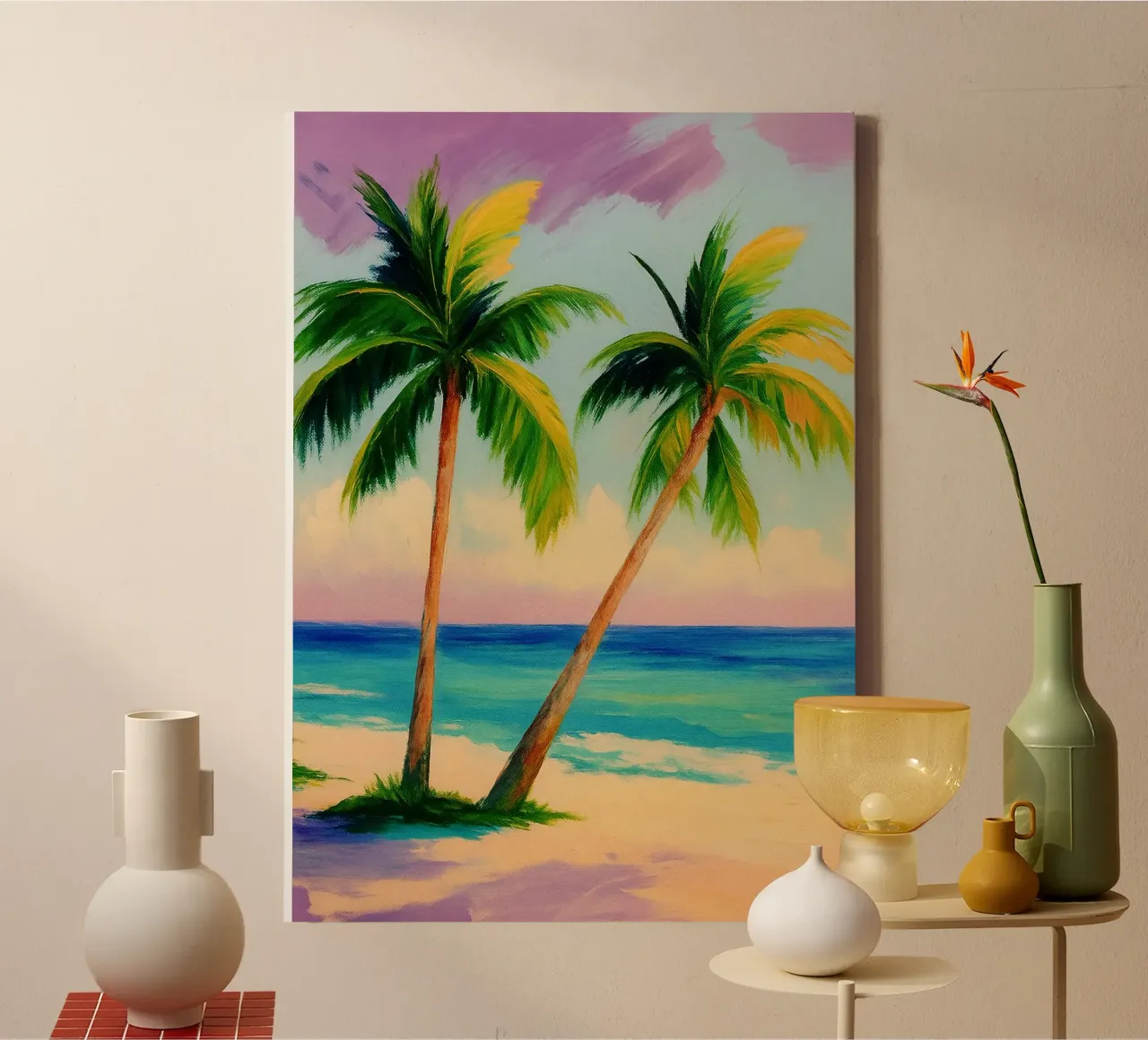 coconut trees abstract drawing ilustration canvas by danine