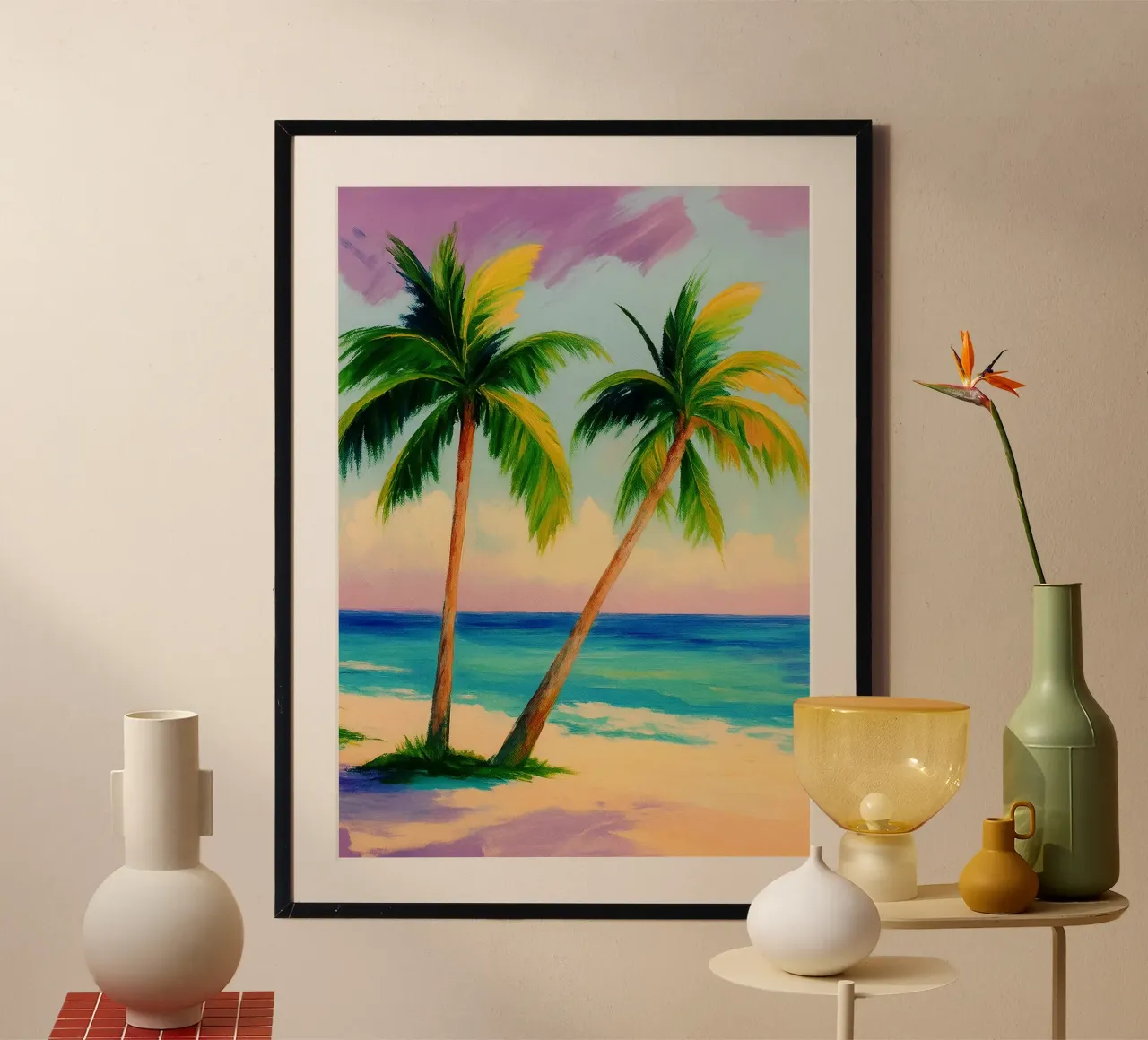 Kokosnussbäume abstrakte Zeichnung Illustration Poster von danine