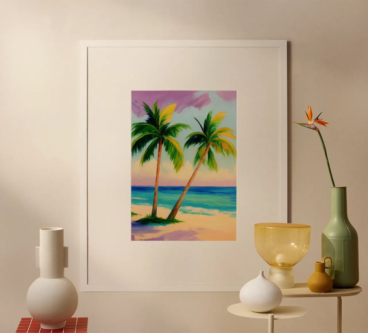 Kokosnussbäume abstrakte Zeichnung Illustration Poster von danine