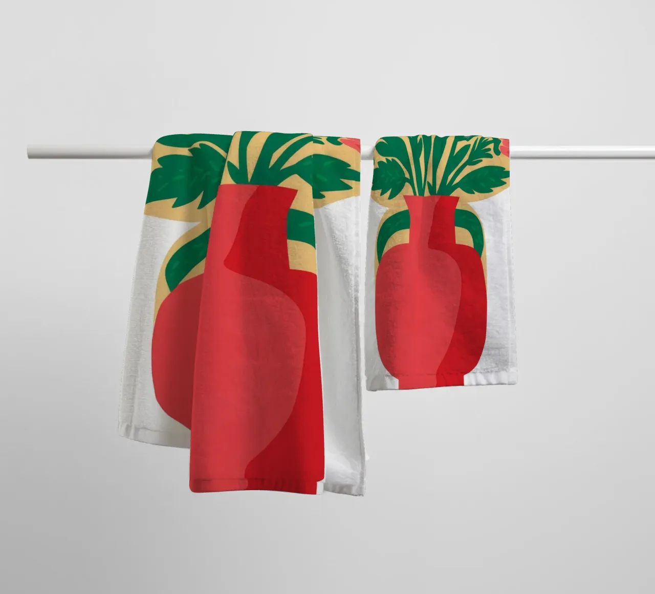 Karmozijnrode vaas Overvloed badhanddoek van Terra Tone