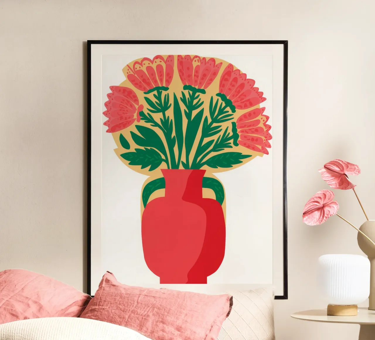 Karmozijnrode vaas Overvloed hahnemühle van Terra Tone