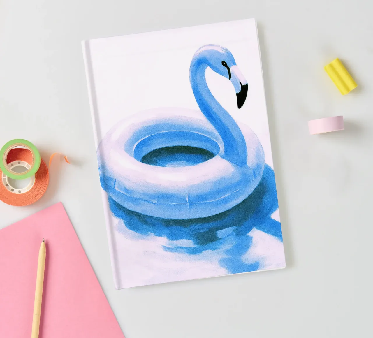 Flamingo Pool Float abstract drawing ilustration notebook by danine