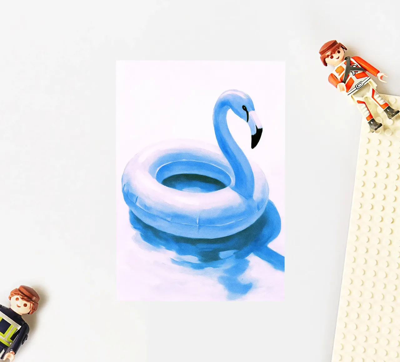 Flamingo Pool Float abstracte tekening ilustratie sticker van danine