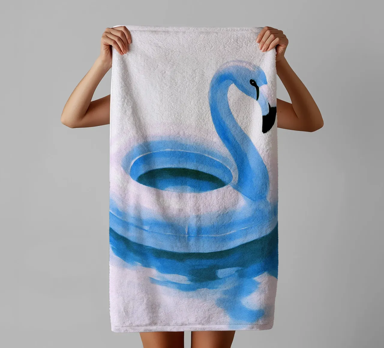 Flamingo Pool Float abstract drawing ilustration towel by danine