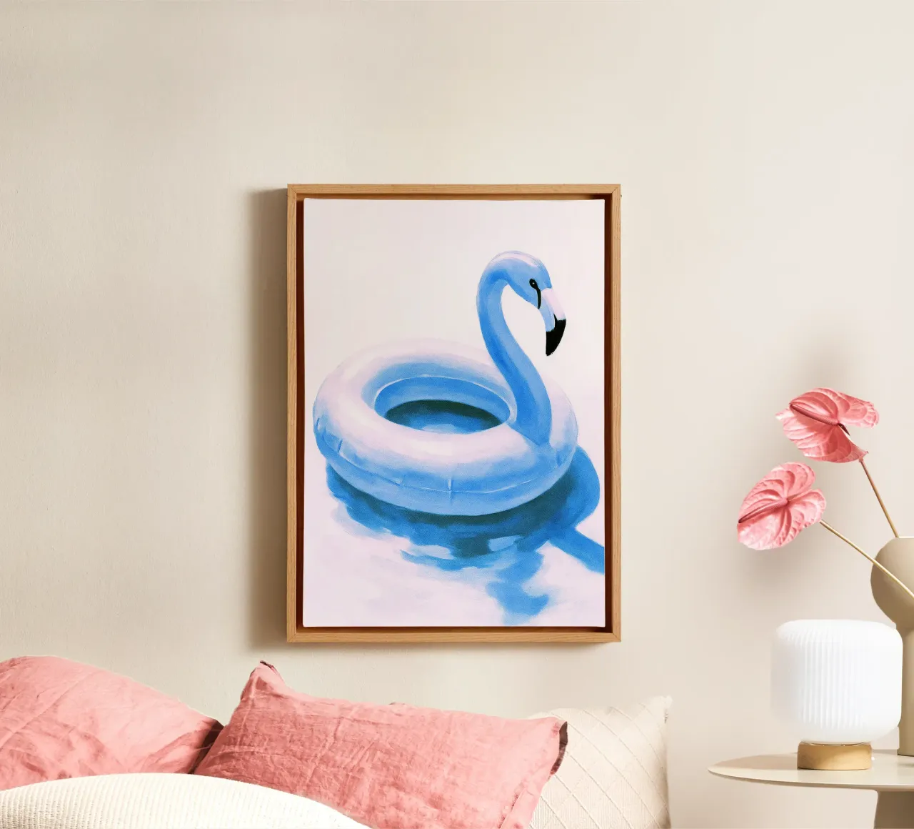 Flamingo Pool Float abstracte tekening ilustratie canvas van danine
