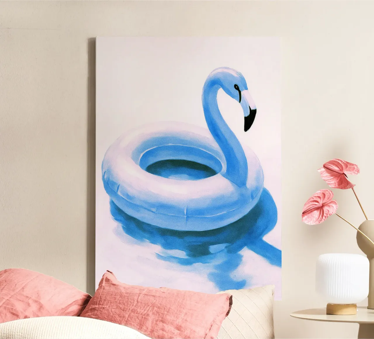 Flamingo Pool Float abstracte tekening ilustratie canvas van danine