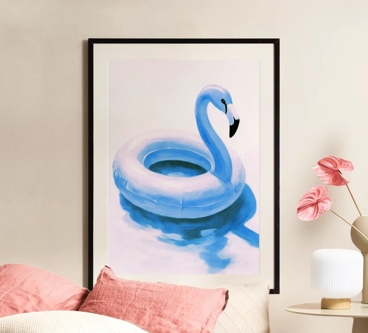 Flamingo Pool Float abstracte tekening ilustratie hahnemühle van danine