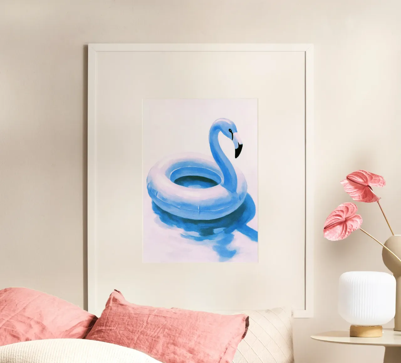 Flamingo Pool Float abstracte tekening ilustratie hahnemühle van danine