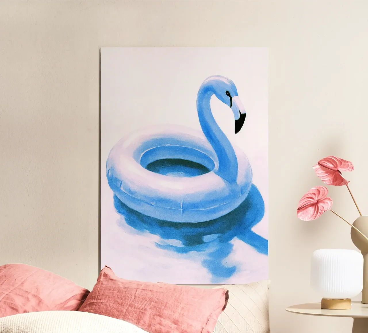 Flamingo Pool Float abstracte tekening ilustratie hahnemühle van danine