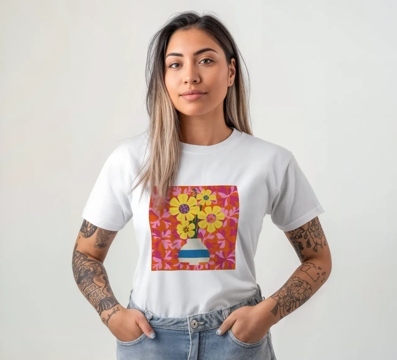 Patchwork floral chromatique t-shirt de Terra Tone