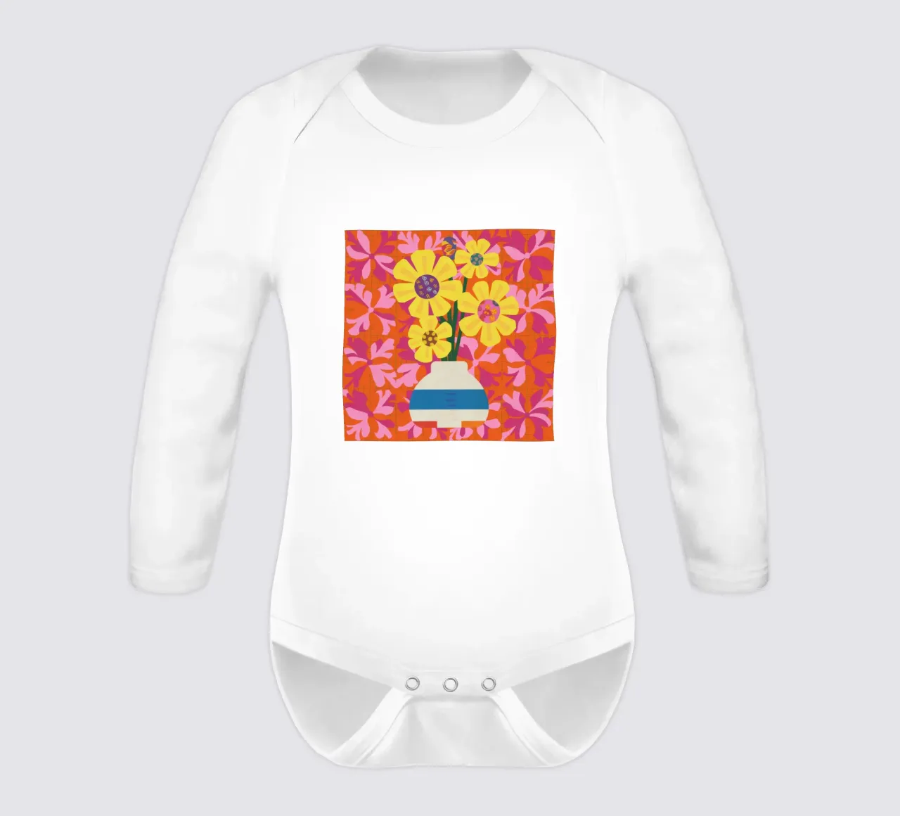 Patchwork floreale cromatico body neonato maniche lunghe da Terra Tone