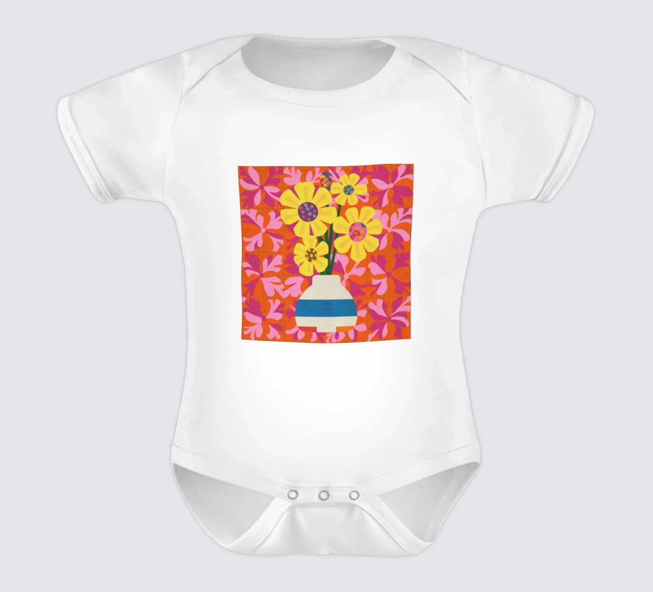 Patchwork floreale cromatico body neonato maniche corte da Terra Tone