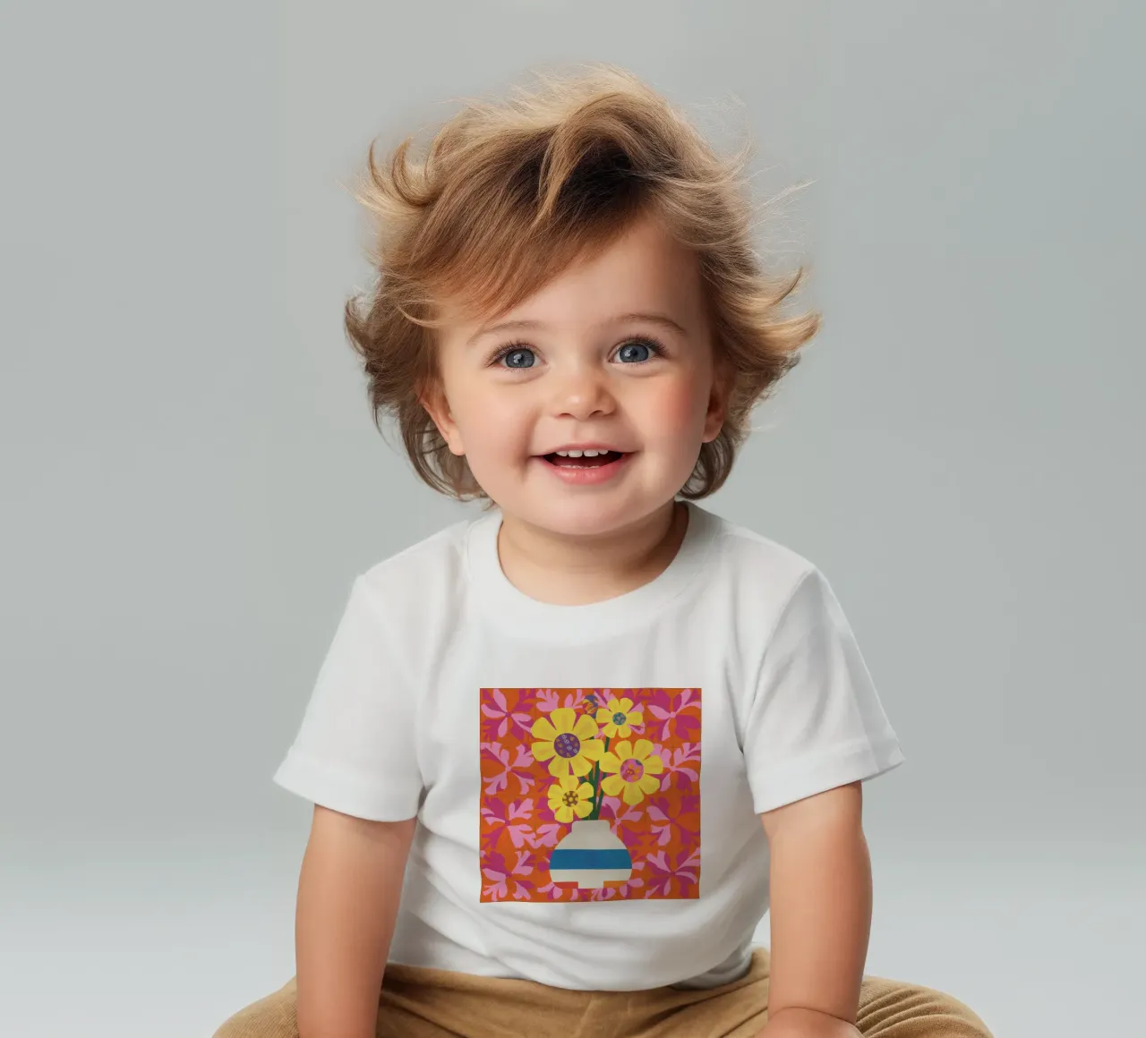 Chromatisch gebloemd patchwork baby t-shirt van Terra Tone