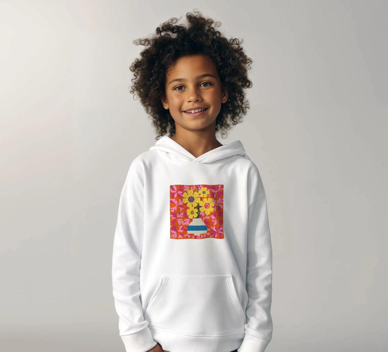 Patchwork floreale cromatico felpa bambino con cappuccio da Terra Tone