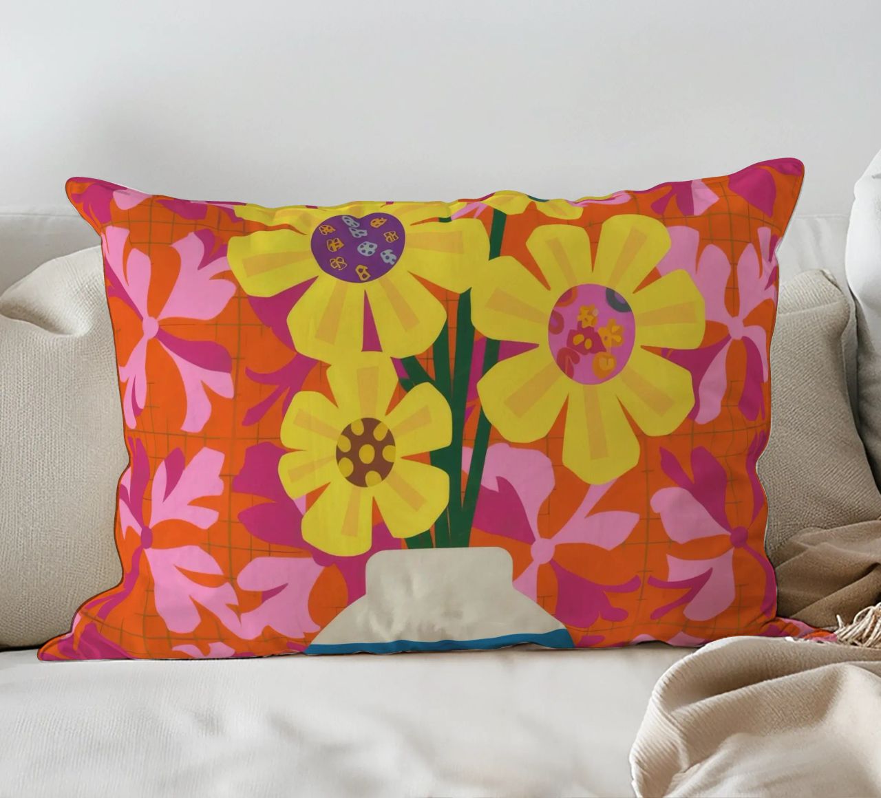 Patchwork floreale cromatico cuscino da Terra Tone