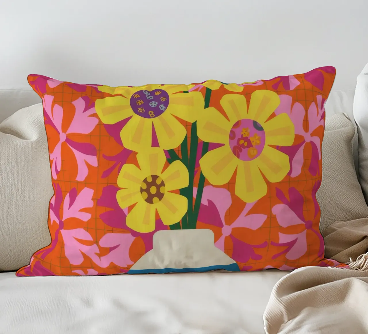 Chromatic Floral Patchwork decorative cushion by Terra Tone