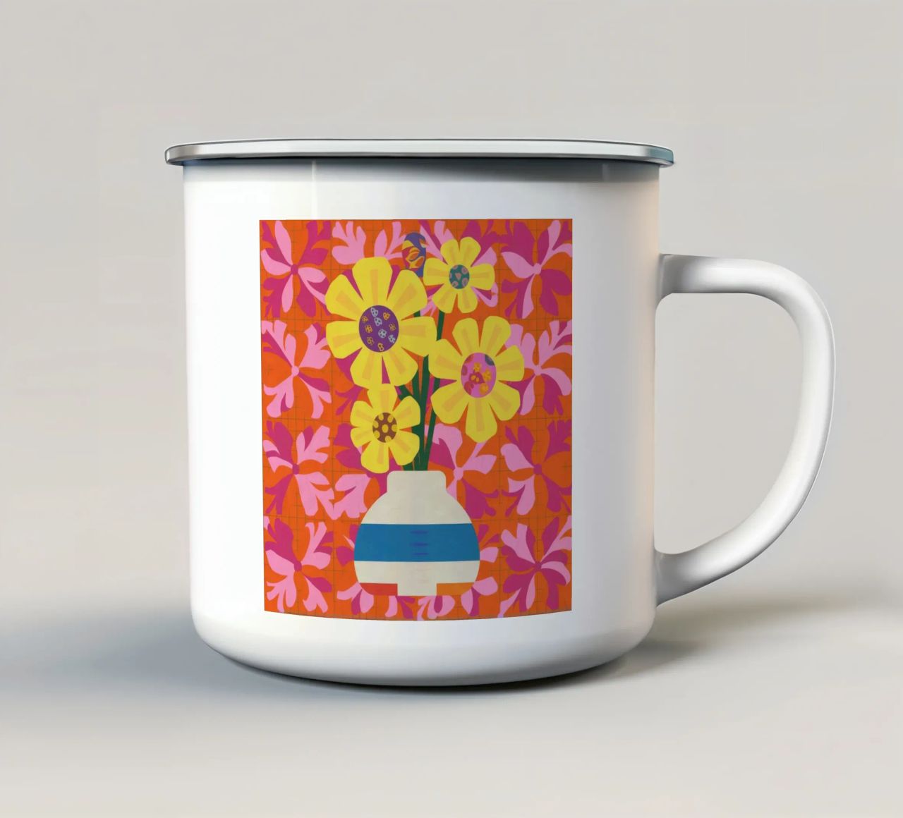 Patchwork floreale cromatico tazza in smalto da Terra Tone